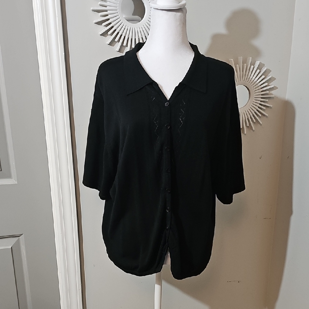 Elegant Black Button Down Women's Cardigan